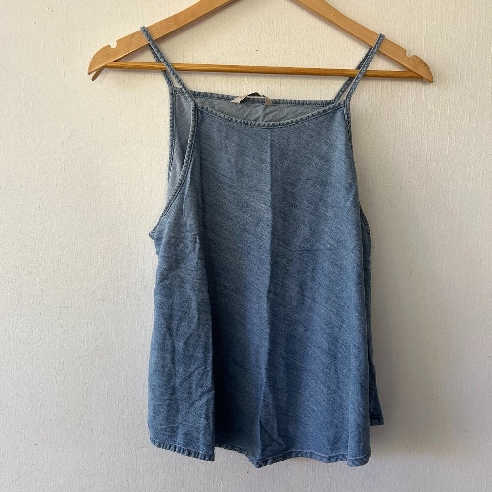 INK 44 Chambray Tank Top Womens Medium Blue Strappy Western Coastal Cowgirl